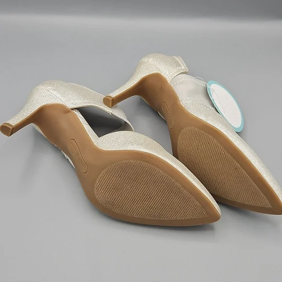 Andrew Geller Memory Foam Champagne/Silver Heels Size 7 NIB - Picture 6 of 8